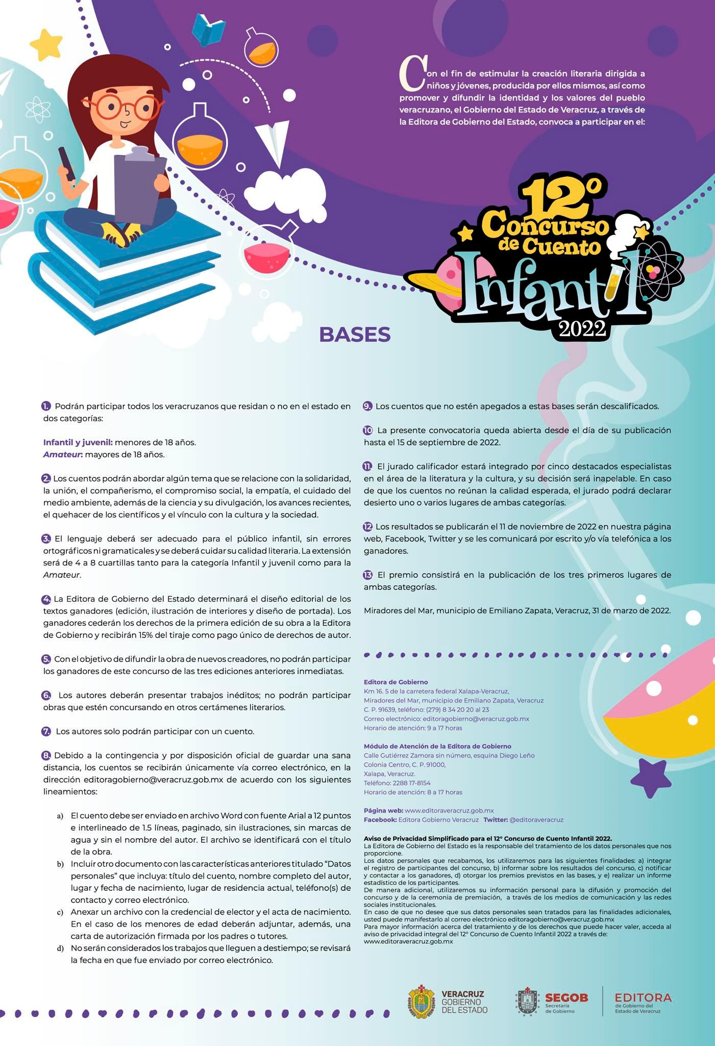 Convocatoria abierta para participar en el 12vo Concurso de Cuento Infantil  2022. - Tlalnelhuayocan Veracruz